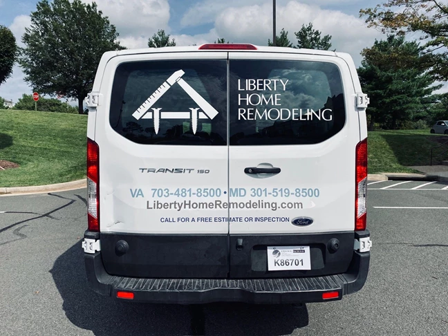 Vehicle vinyl can be custom for all surfaces; window and body. Crisp white lettering is great for vehicle windows!