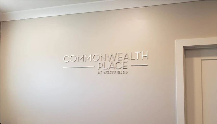 Toll Brothers had their Commonwealth Place logo created in Dimensional Letters with a brushed silver face. Very elegant!