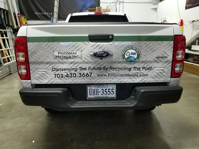 Potomac Metals was adding some new trucks to their fleet. This is the rear of their partial vehicle wrap.